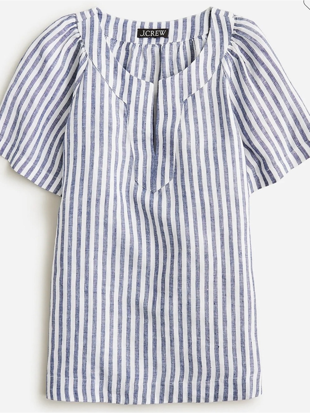 J. Crew Flutter-sleeve linen V-neck top in stripe